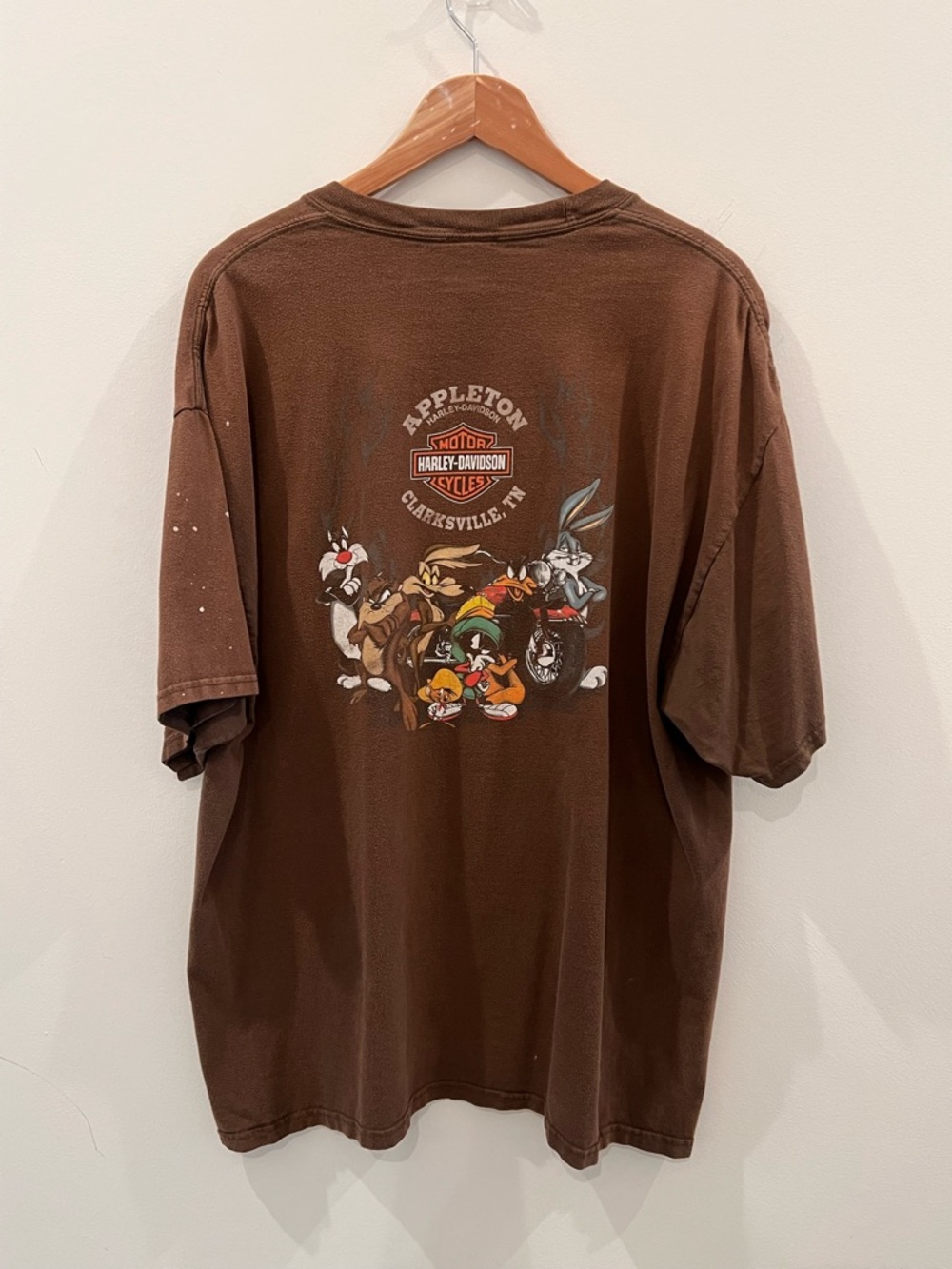 Harley Davidson Looney Tunes Taz Graphic Tee 2XL Brown Distressed Vintage